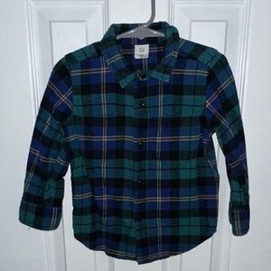 GAP Kids Plaid Button-Down Shirt - Blue and Green